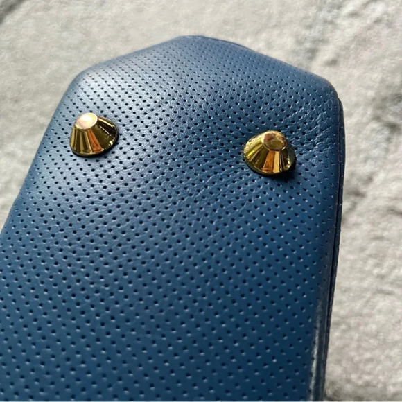 ONNA EHRLICH Amelia Leather Satchel with Tassel blue bag top handle - Picture 8 of 15